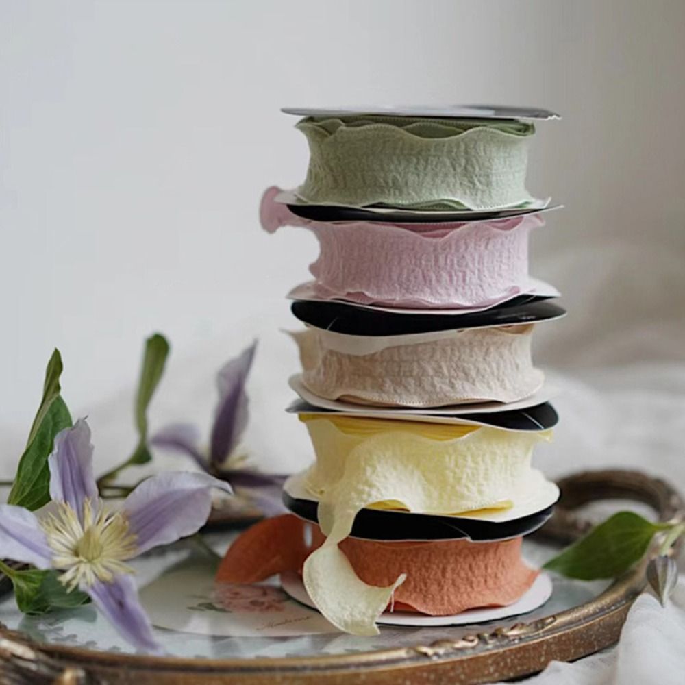 Florist Supply Ribbon - ブーケ縫製クラフト用品 ブーケデコレーション フローラルフローリスト フラワーパッケージング ラッピングヤーンバンド しわ加工コットンリボン
