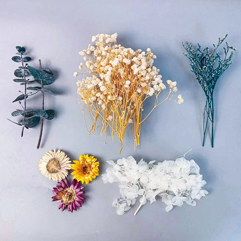 Dried Flower Bunch - 1パック多種多様なドライフラワーセットDIYクラフトホームウェディングデコレーションリアルタッチジプソフィラ小束装飾ギフト