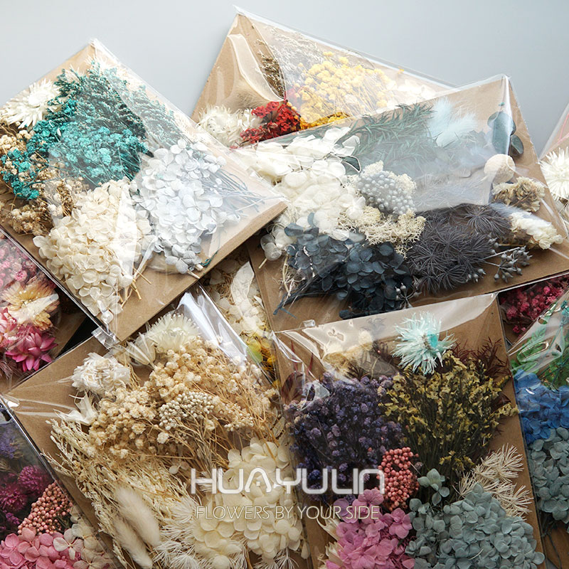 Dried Flower Bunch - 1 パック人工植物ドライ本物の花プリザーブド材料エポキシ樹脂キャンドル DIY 花材アジサイセット花