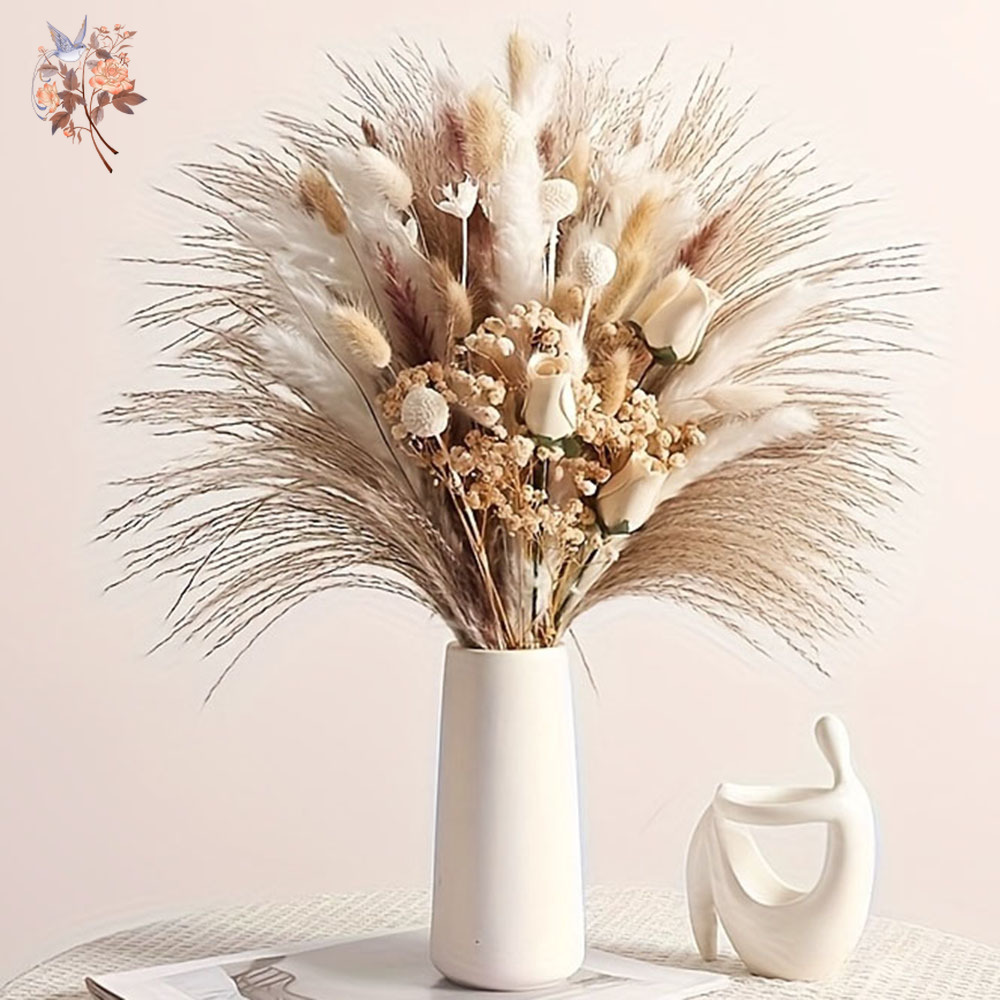 80個入り人工ドライフラワーブーケ、インテリアホームテーブル - Dried Flower Bunch のレビューと価格