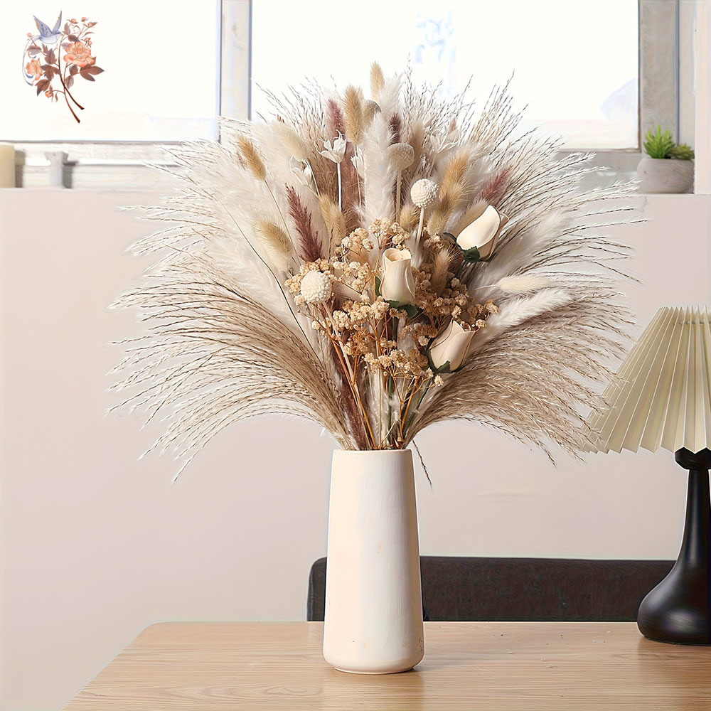 80個入り人工ドライフラワーブーケ、インテリアホームテーブル - Dried Flower Bunch のレビューと価格