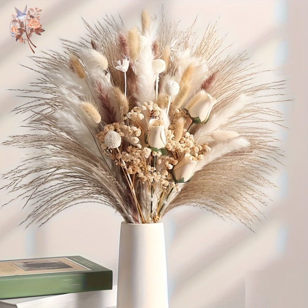 80個入り人工ドライフラワーブーケ、インテリアホームテーブル - Dried Flower Bunch のレビューと価格