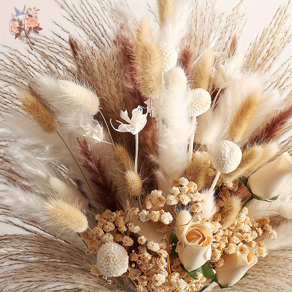 80個入り人工ドライフラワーブーケ、インテリアホームテーブル - Dried Flower Bunch のレビューと価格