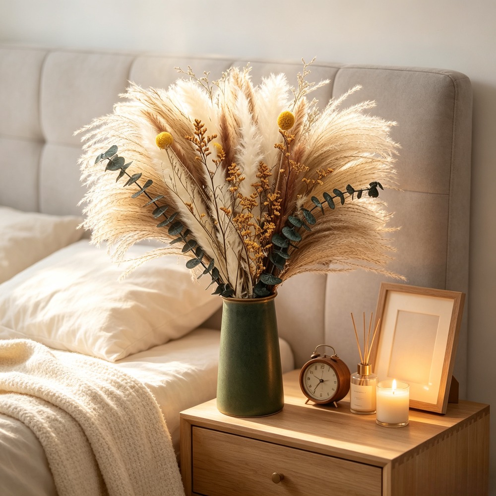 ドライフラワーブーケ、素朴な装飾用ドライフラワーバンチ、ホー - Dried Flower Bunch のレビューと価格