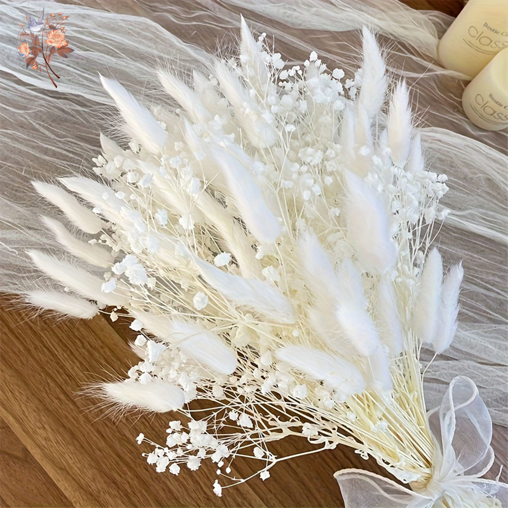 54 個ホワイトドライフラワーブライダルマリアージュブーケナ - Dried Flower Bunch のレビューと価格