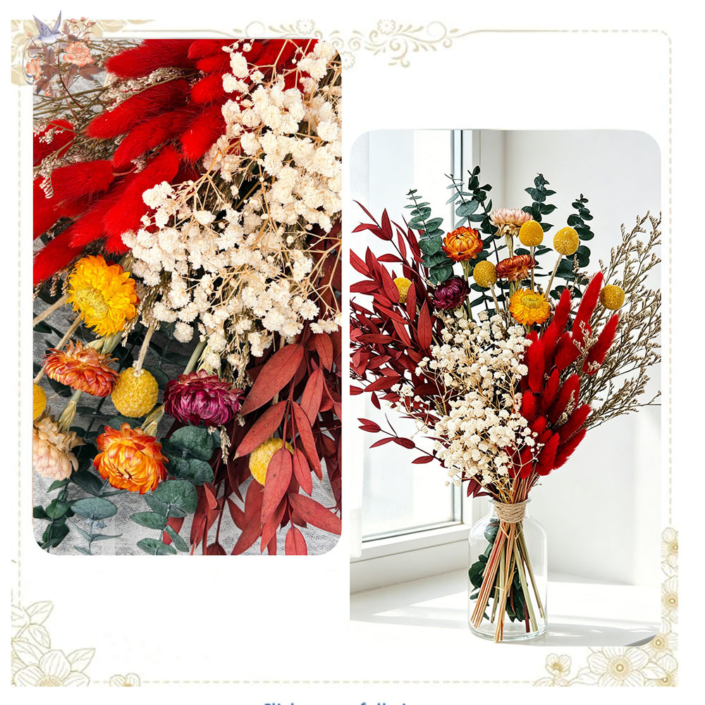 天然ドライフラワーブーケ 本物の花のアレンジメント ホームリ - Dried Flower Bunch のレビューと価格